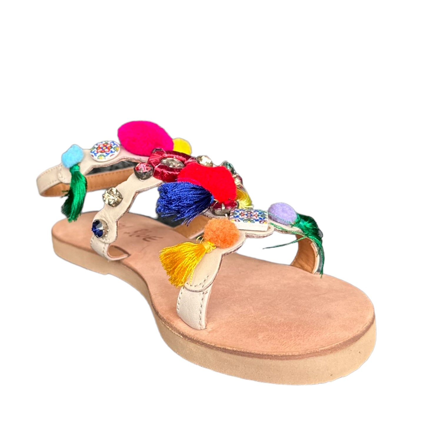 Sandalo pompon Coral blue
