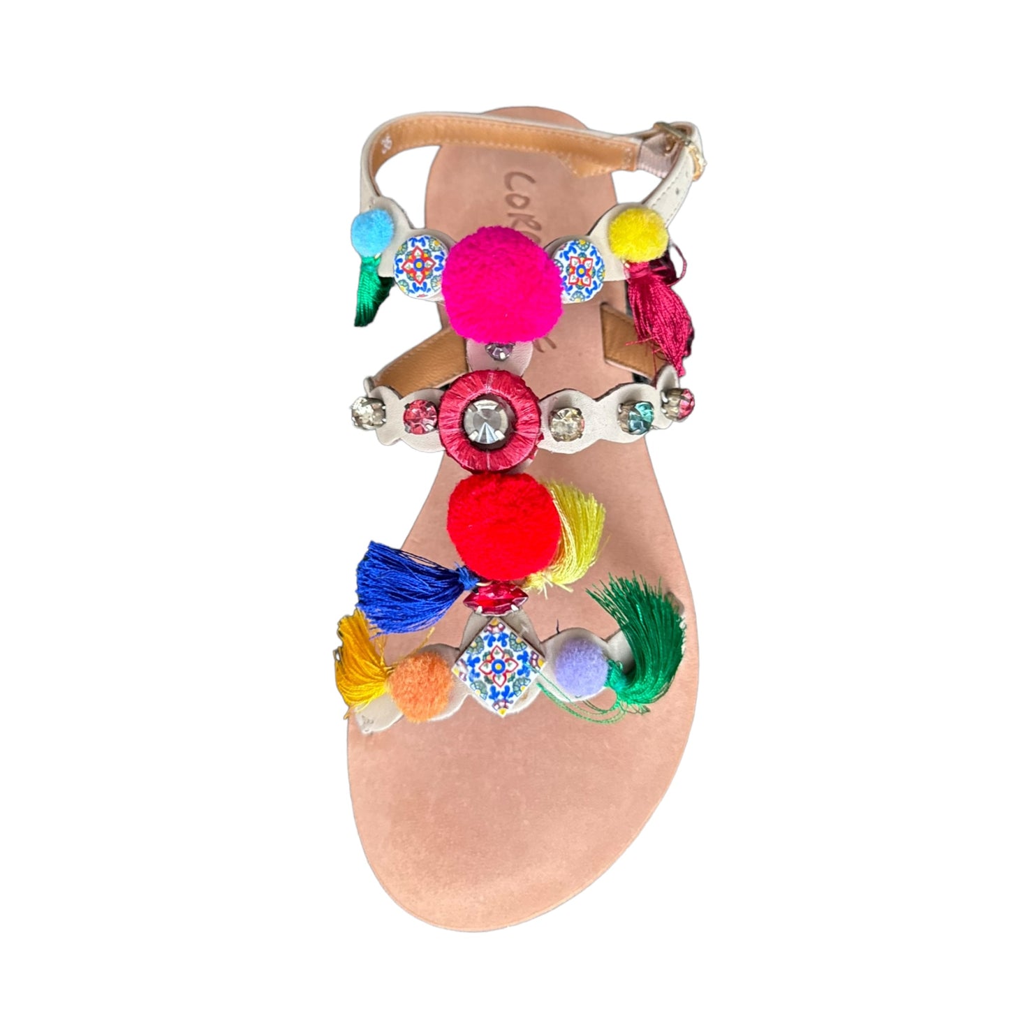 Sandalo pompon Coral blue
